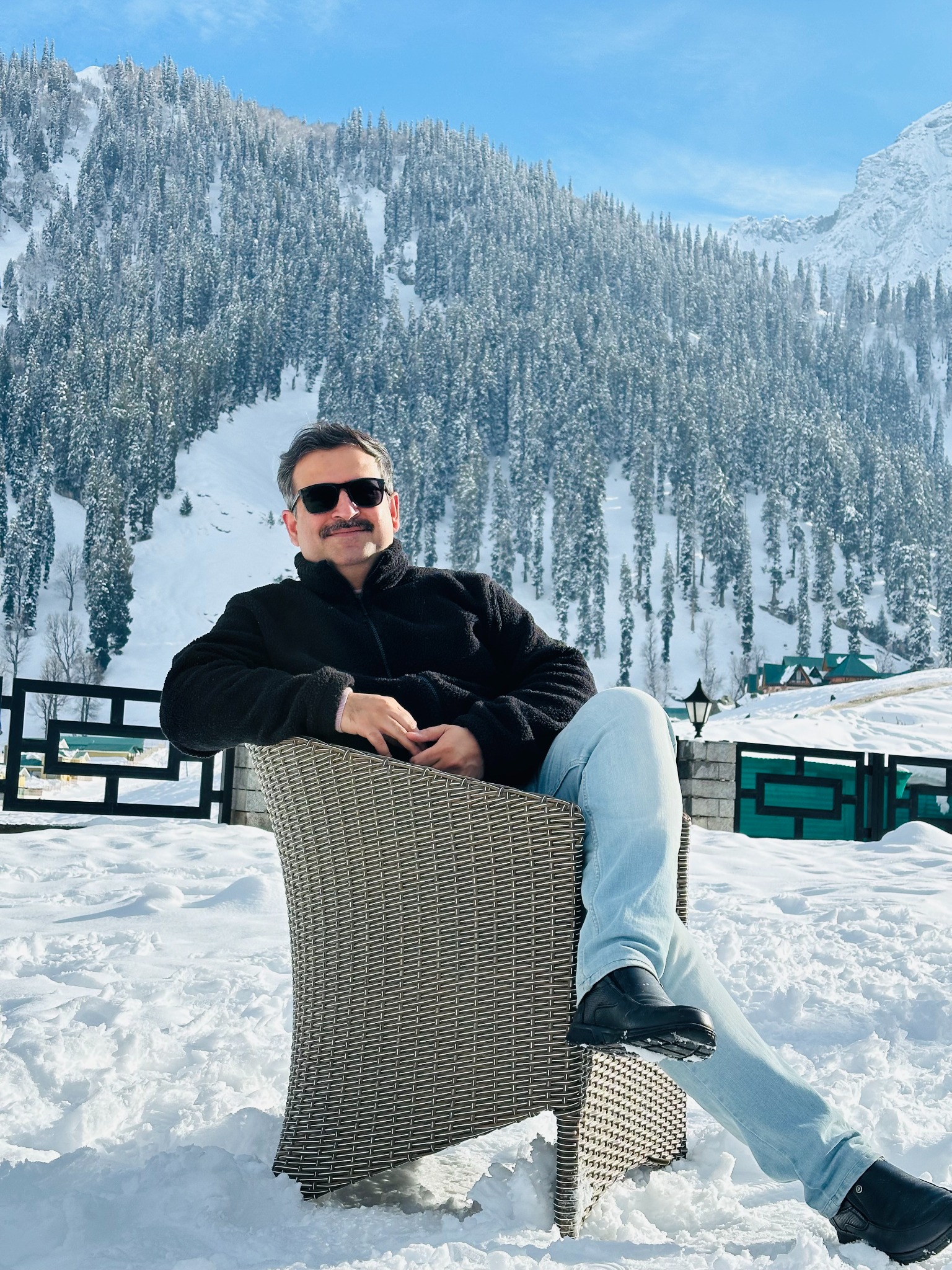 Prateek Bhatia in a snow-covered mountain landscape